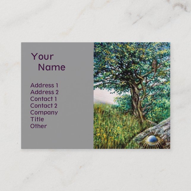 Carte De Visite AURORA / ARBRE MAGIQUE, vert, bleu, gris (Devant)