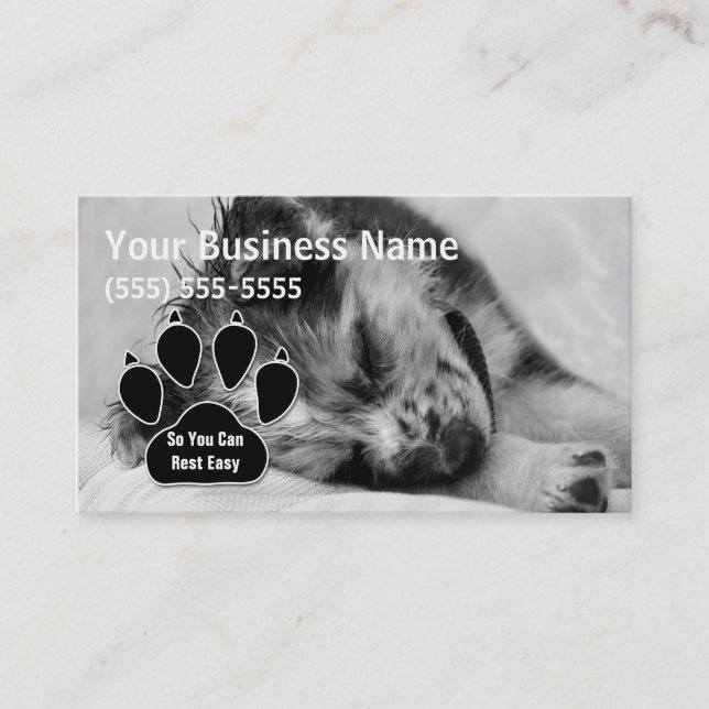 Carte De Visite Australian Shepherd Puppy Pet Sitter (Devant)