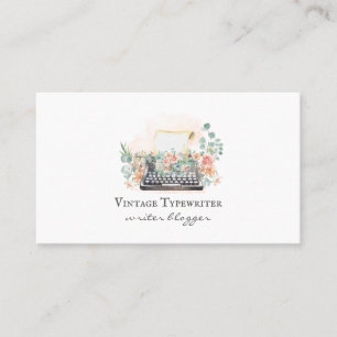 Carte De Visite Auteur Blogueur Machine à écrire Aquarelle