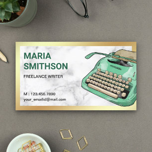 Carte De Visite Auteur de code QR vintage Green Typewriter