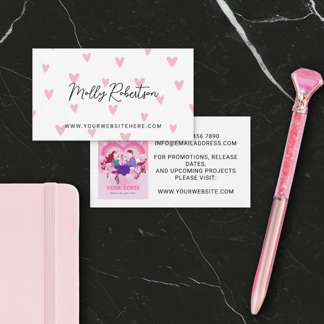 Carte De Visite Auteur de romance Pretty Pink Hearts (Créateur téléchargé)