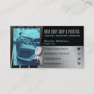 Carte De Visite Auto Body Shop & Peinture   Pulvérisateur de pein