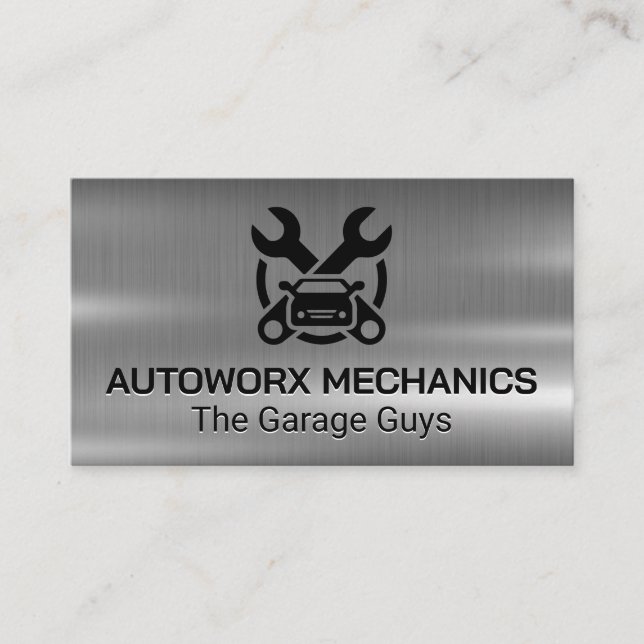 Carte De Visite Auto Car Repair Services Icons | Metallic (Devant)