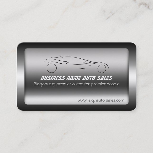 Carte De Visite Auto Car sur acier brossé - Sportscar modèle (Devant)