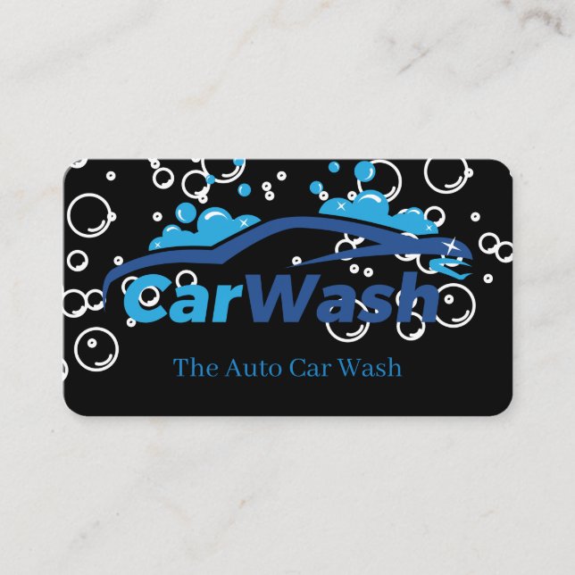 Carte De Visite Auto Car Wash | Soap Bubbles | Car Cleaning (Devant)