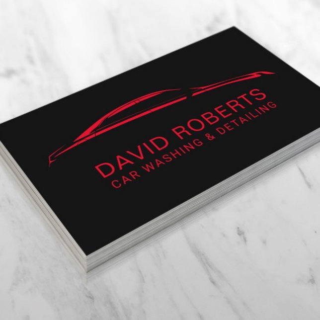 Carte De Visite Auto Détail Lavage de voiture Automotive Noir & Ro (Créateur téléchargé)