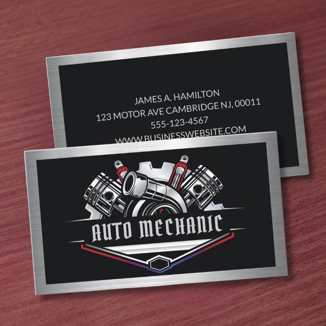 Carte De Visite Auto Mechanic Automotive Repair Service Metal  (Créateur téléchargé)