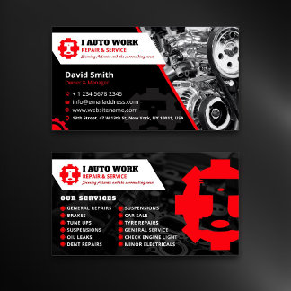 Carte De Visite Auto Repair, Professional Mobile Mechanic Editable