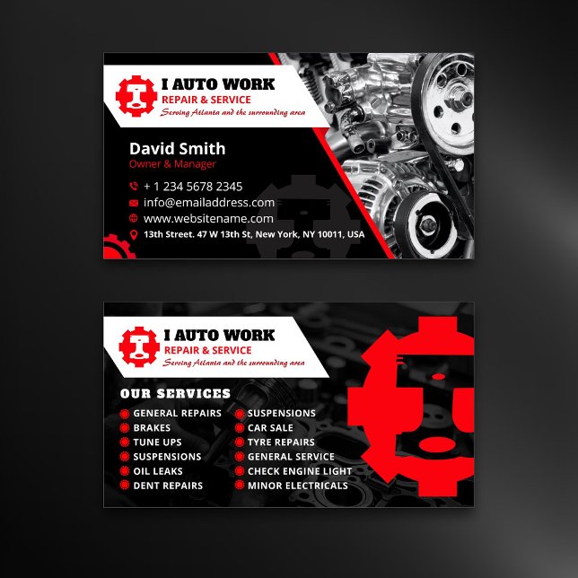 Carte De Visite Auto Repair, Professional Mobile Mechanic Editable (Créateur téléchargé)