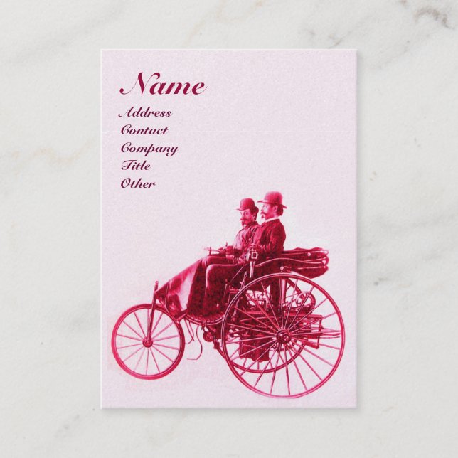 Carte De Visite AUTO RÉPARATION MONOGRAM AUTOMOBILE fuchsia platin (Devant)