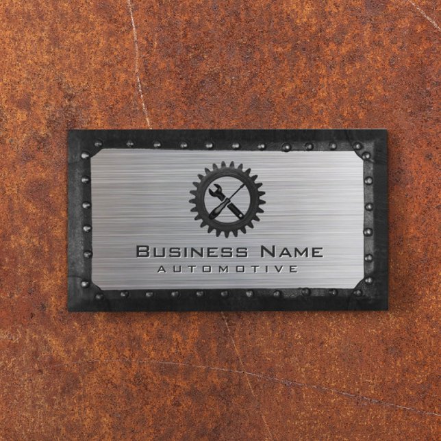 Carte De Visite Auto Réparation professionnelle Métal encadré Auto (Créateur téléchargé)