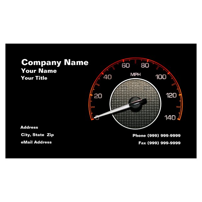 Carte De Visite Auto Speedometer contre l'Arrière - plan noir (Créateur téléchargé)