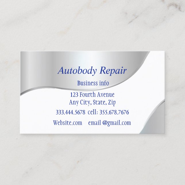Carte De Visite Autobody Repair Shiny Metal Background (Devant)