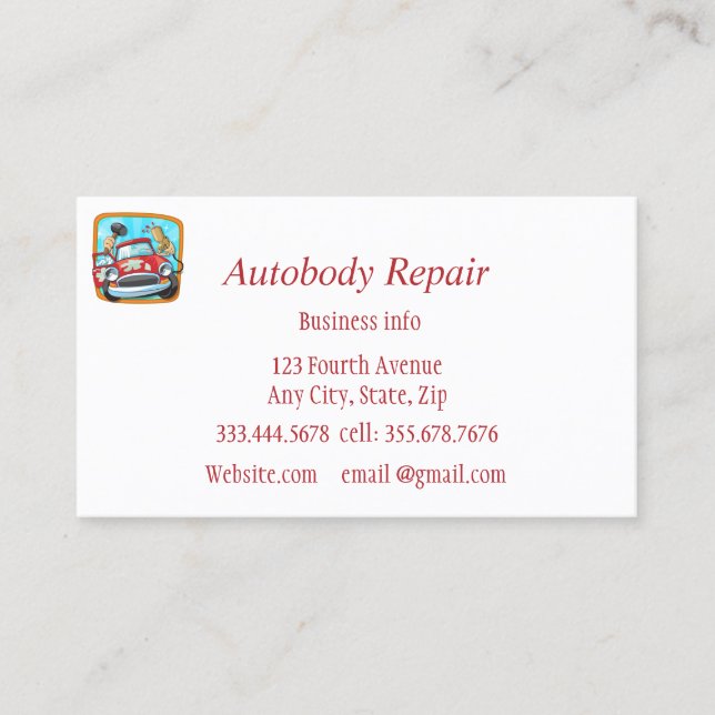 Carte De Visite Autobody Repair Shiny Metal Background (Devant)