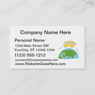 Carte De Visite autobus scolaire de bande dessinée sur terre