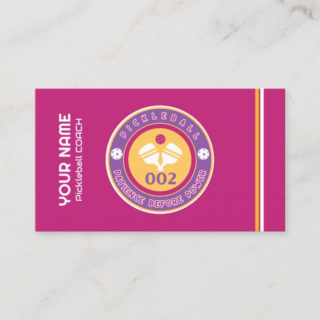 Carte De Visite Autocar de pickleball personnalisable rose (Devant)