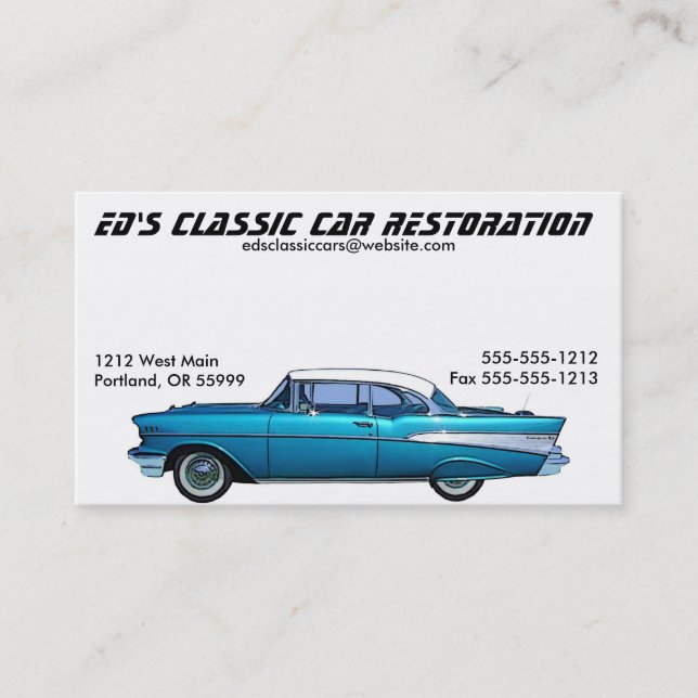 Carte De Visite Automobile Chevrolet Bel Air Classic 1957 (Devant)
