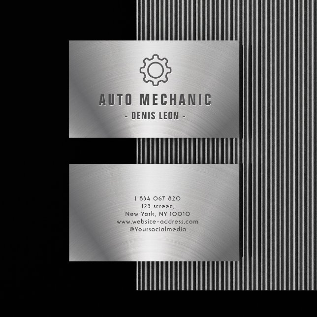 Carte De Visite Automobile Mécanique Acier Inoxydable (Créateur téléchargé)