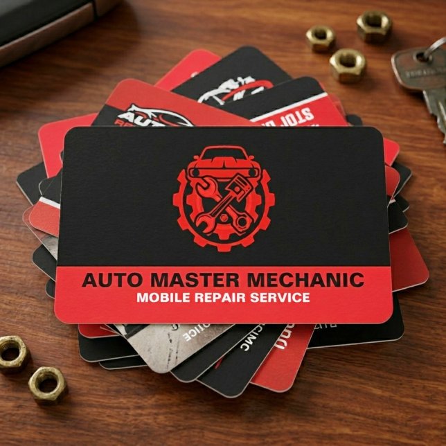 CARTE DE VISITE AUTOMOTIVE CAR REPAIR SERVICE | AUTO MECHANIC (Auto Mechanic Automotive Repair Service BusinessCard)