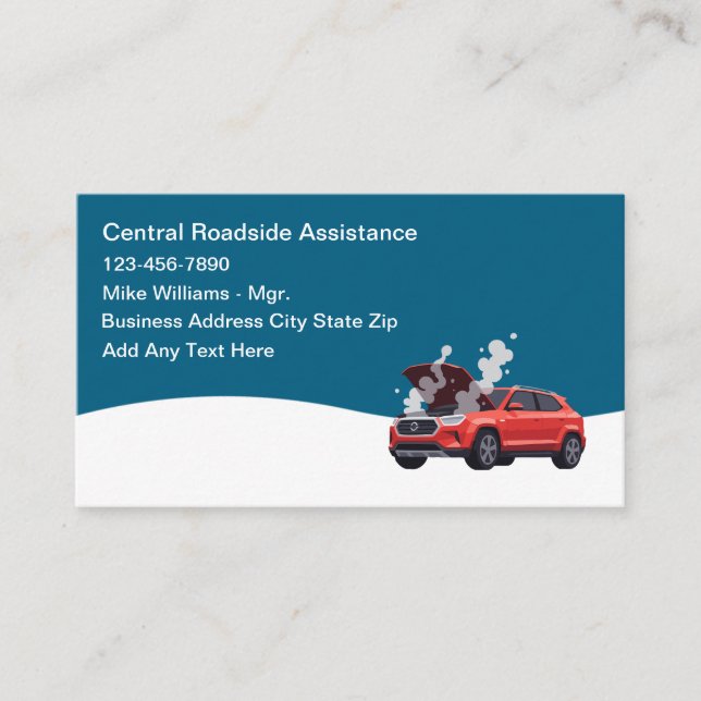 Carte De Visite Automotive Repair Roadside Assistance (Devant)