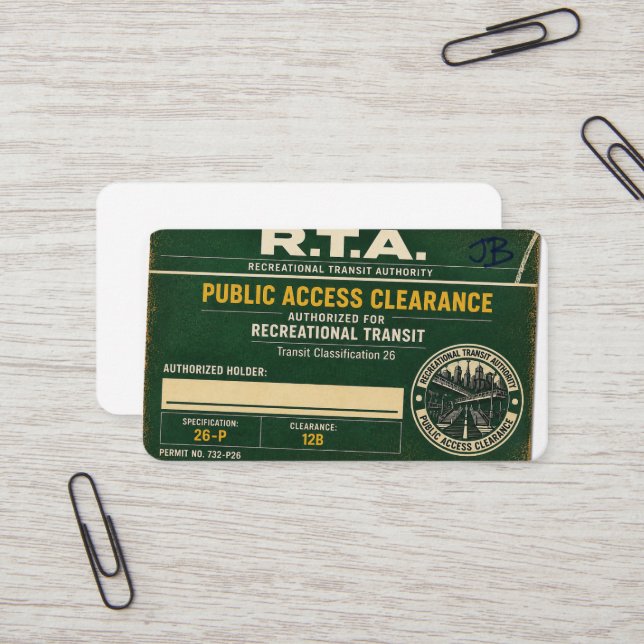 Carte De Visite Autorisation d'accès public R.T.A. 26P (Devant/Arrière en situation)
