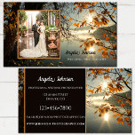 Carte De Visite Autumn Leaves Your Photo Business Card<br><div class="desc">A modern business card template featuring your own photo framed by an image of colorful autumn leaves at the waterfront. Customizable for any profession.</div>