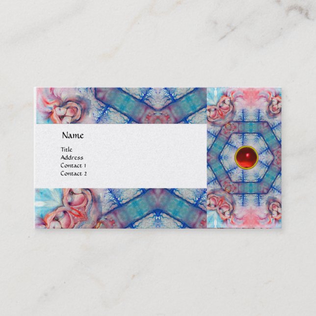 Carte De Visite AVALON PSYCHEDELIC, gem rose rubis or (Devant)
