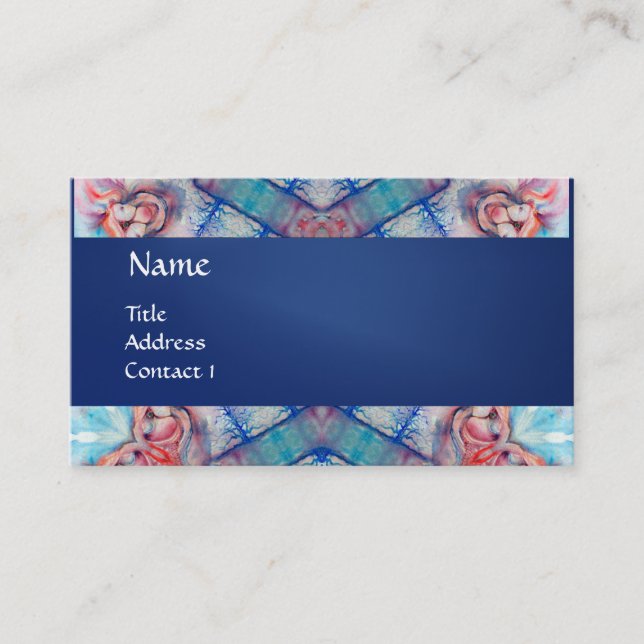 Carte De Visite AVALON PSYCHEDELIC monogramme, rose violet bleu (Devant)