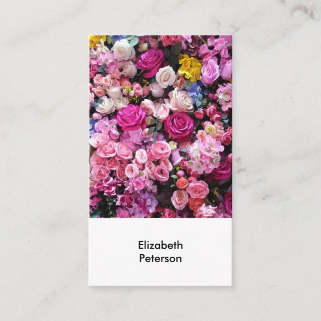 Carte de visite avec arrière - plan de fleurs (Devant)