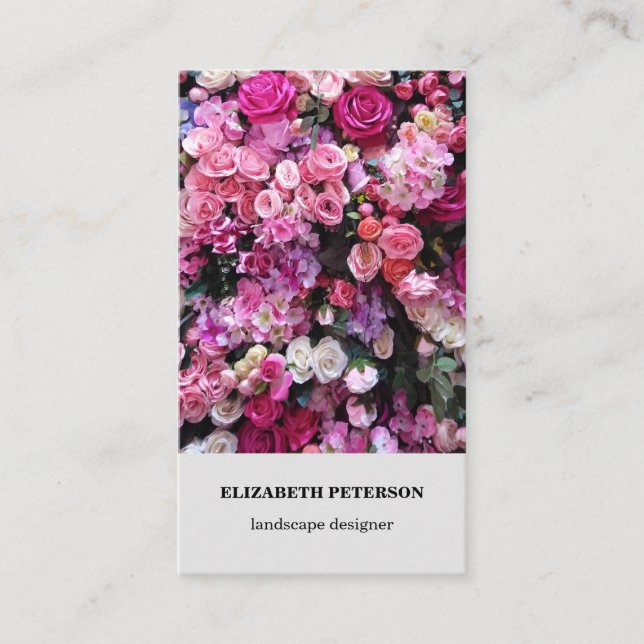 Carte de visite avec arrière - plan de fleurs (Devant)