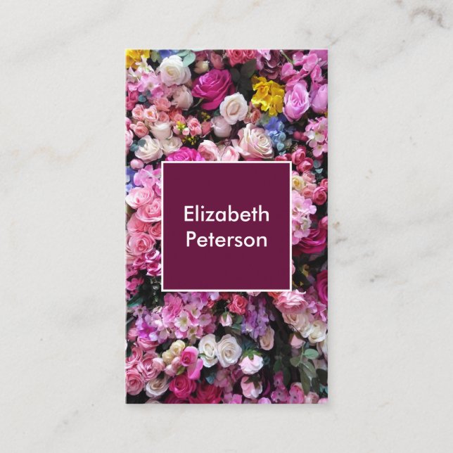 Carte de visite avec arrière - plan de fleurs (Devant)