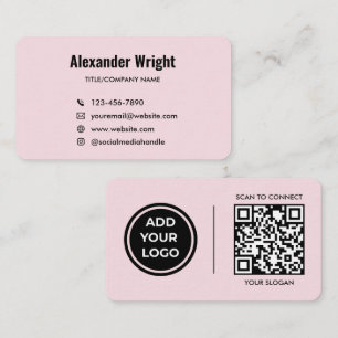 Carte de visite avec code de scan et logo rose blu