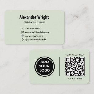 Carte de visite avec code de scan et logo vert sau