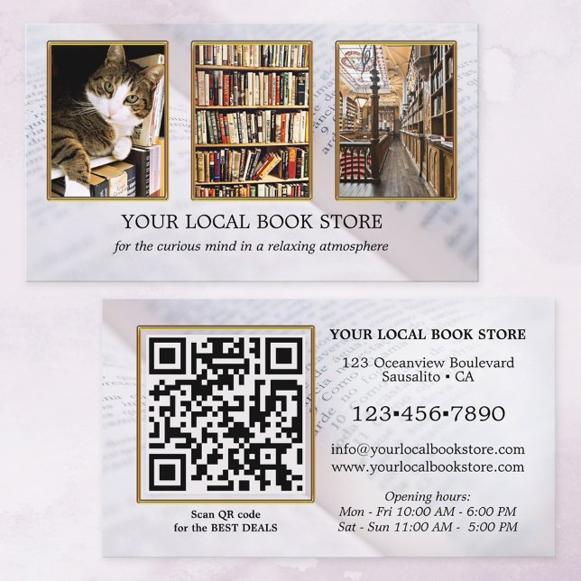 Carte de visite avec code QR de photo pour les liv (Créateur téléchargé)