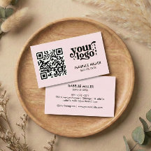 Carte de visite avec code QR | Design rose moderne