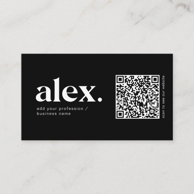 Carte de visite avec code QR en noir et blanc mode (Devant)