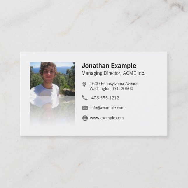 Carte de visite avec code QR et effet miroir éléga (Devant)