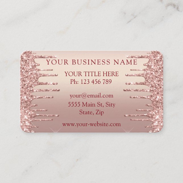 Carte de visite avec code QR et paillettes Rose Go (Devant)