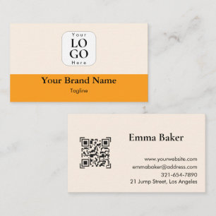 Carte de visite avec code QR Logo jaune orange mod