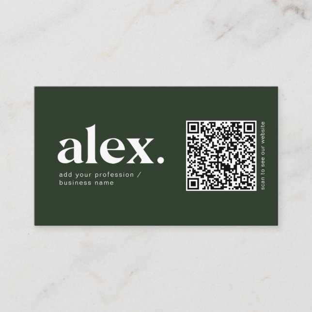 Carte de visite avec code QR Logo Vert Foncé Moder (Devant)