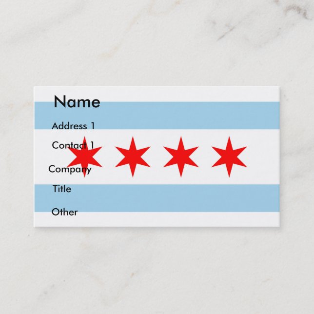Carte de visite avec Drapeau de Chicago, États-Uni (Devant)