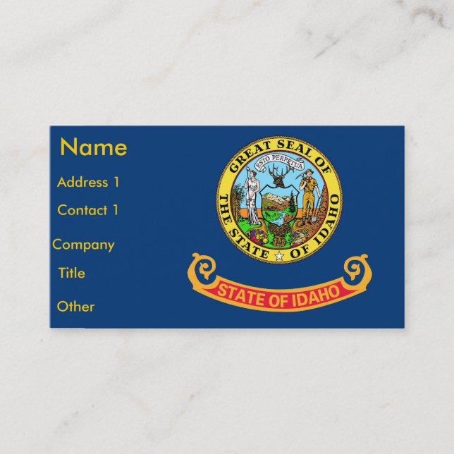 Carte de visite avec Drapeau de l'Idaho U.S.A. (Devant)
