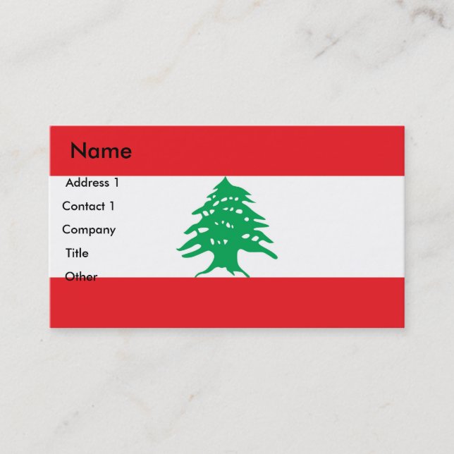 Carte de visite avec drapeau du Liban (Devant)