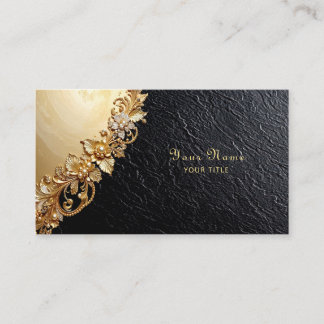Carte de visite avec embellissements floraux dorés