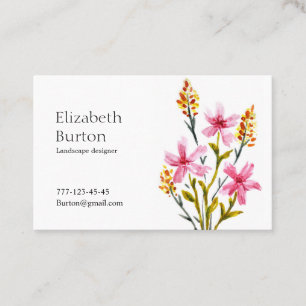 Carte de visite avec fleurs d'aquarelle.