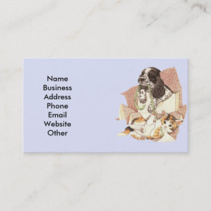 Carte de visite avec le chien et le chat