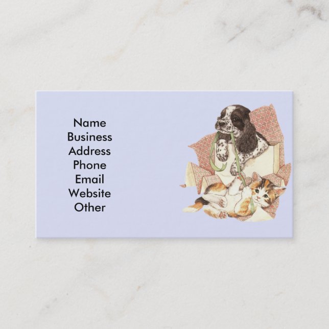Carte de visite avec le chien et le chat (Devant)