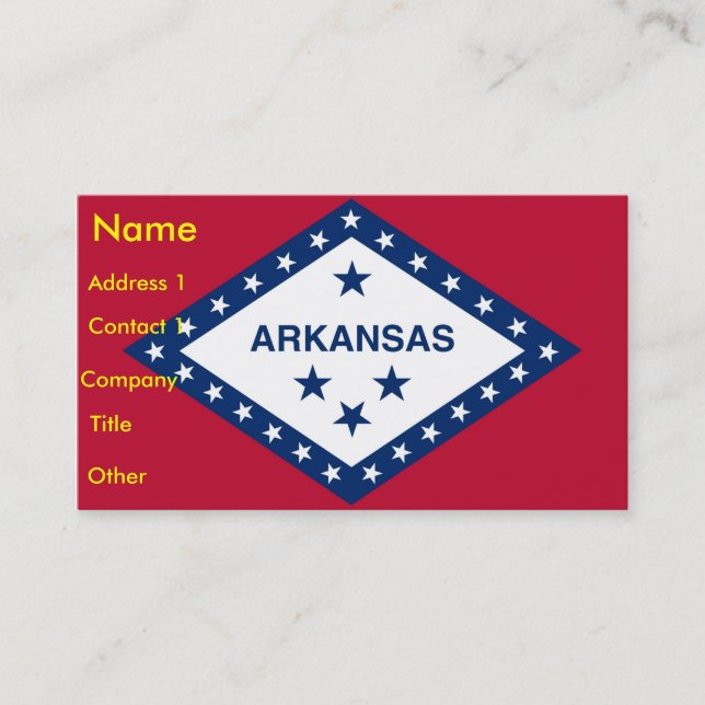 Carte de visite avec le drapeau de l'Arkansas U.S. (Devant)