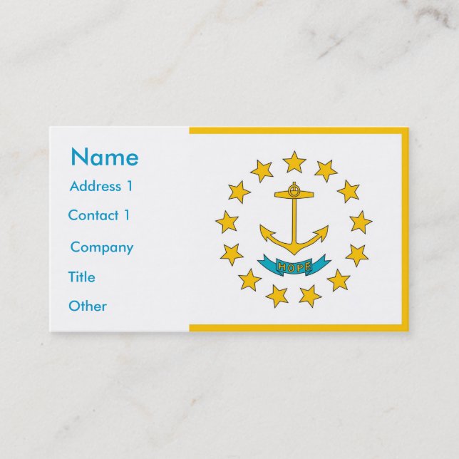 Carte de visite avec le drapeau de Rhode Island Ét (Devant)