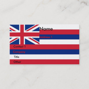 Carte de visite avec le drapeau d'Hawaï Etats-Unis